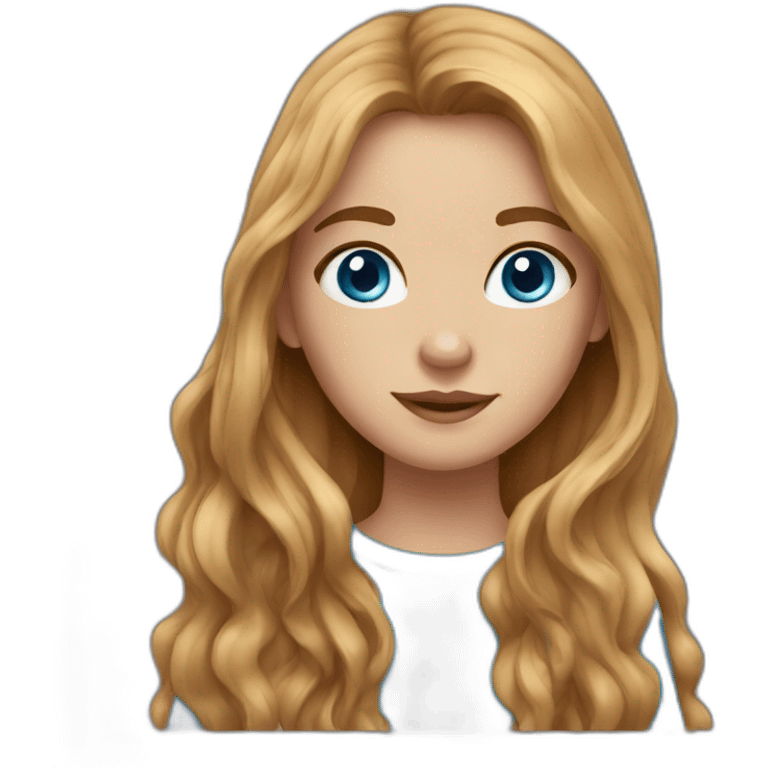 1 girl with light-brown long hair, blue eyes and freckles emoji