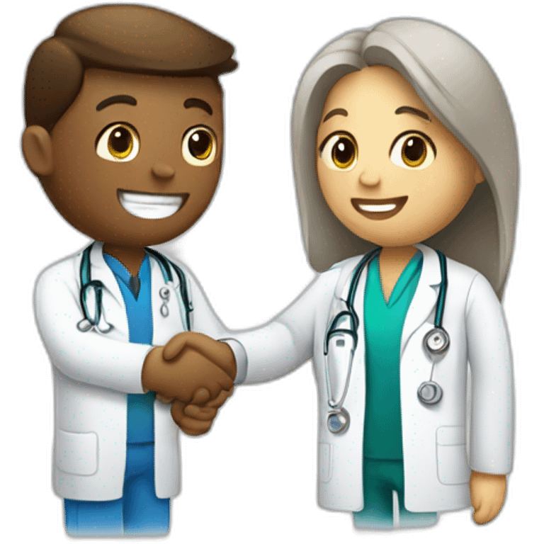 worker shaking hands with a doctor emoji