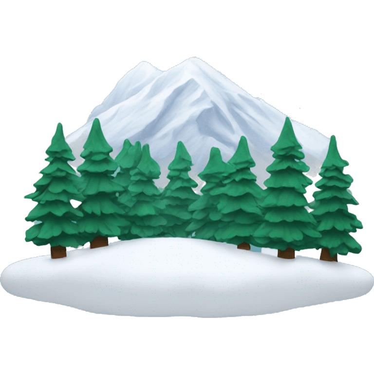 Snowfall on mountain with evergreen trees emoji