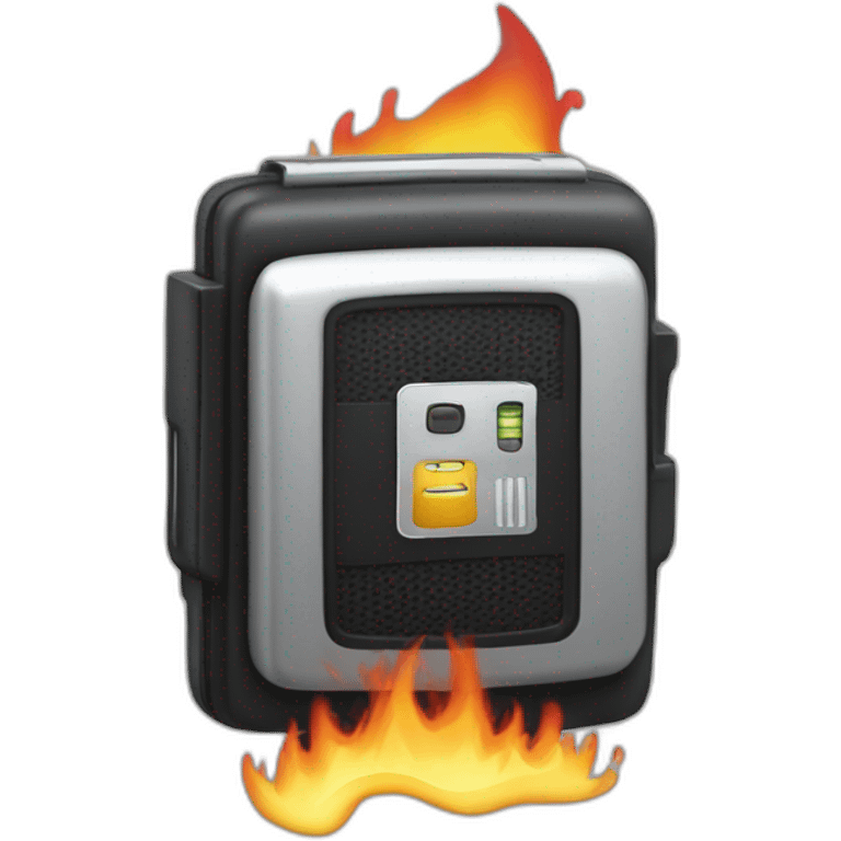 beeper pager emoji on fire emoji