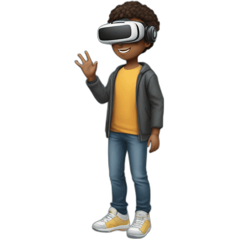 kid with vr full body saing wow emoji