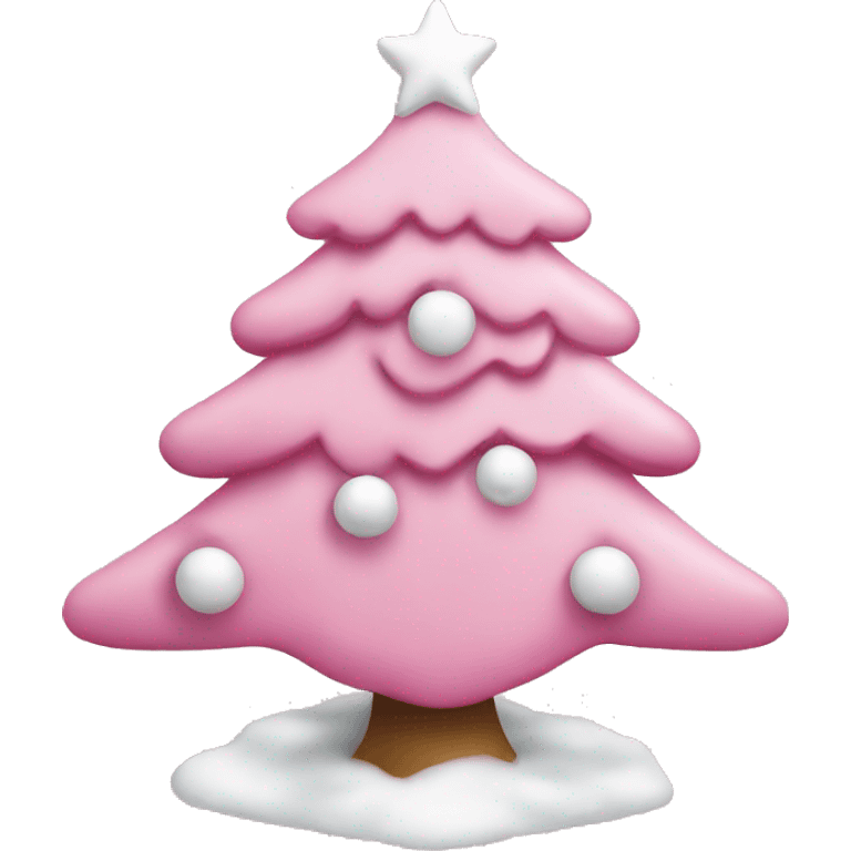 cute christmas tree pink with white ornaments emoji