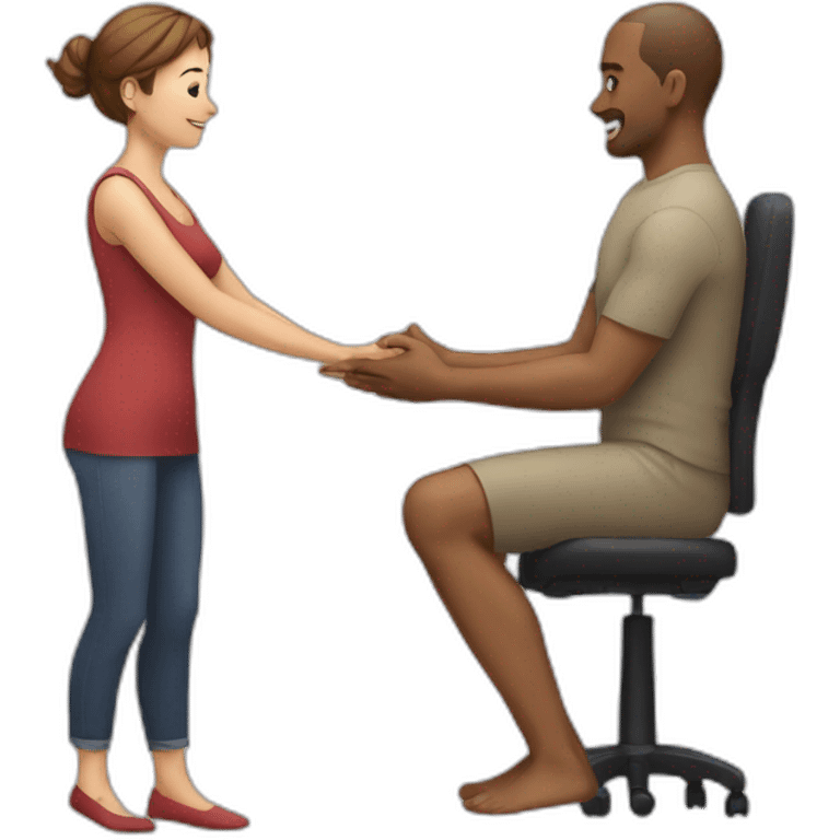 Woman stroking heading a man emoji