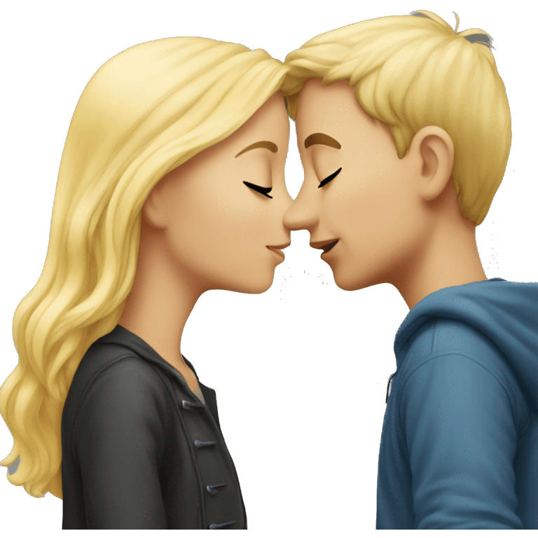 boy kiss a blonde girl  emoji