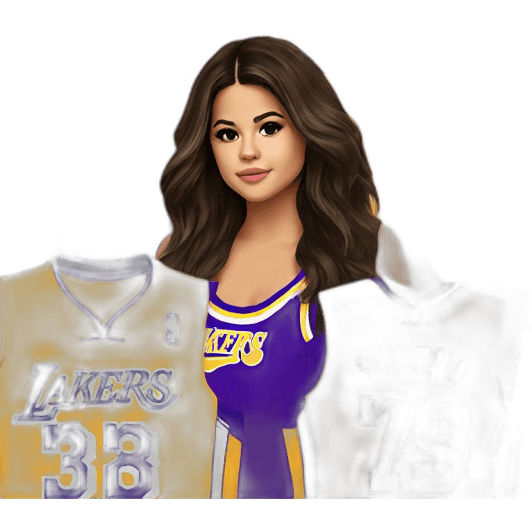 selena gomez with yellow lakers jersey emoji