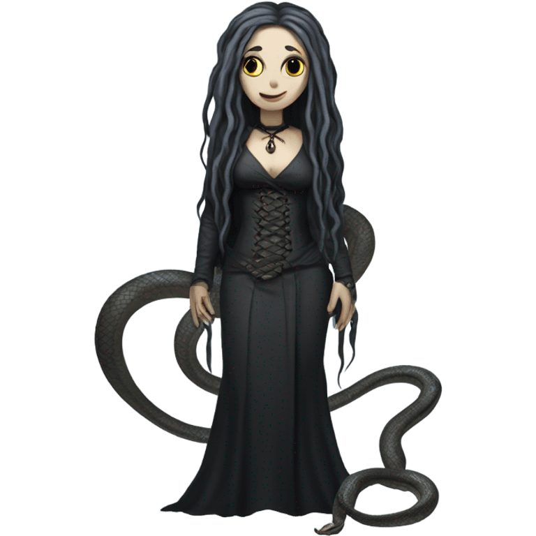 Gothic snakewomen with long hair and white skin full body emoji