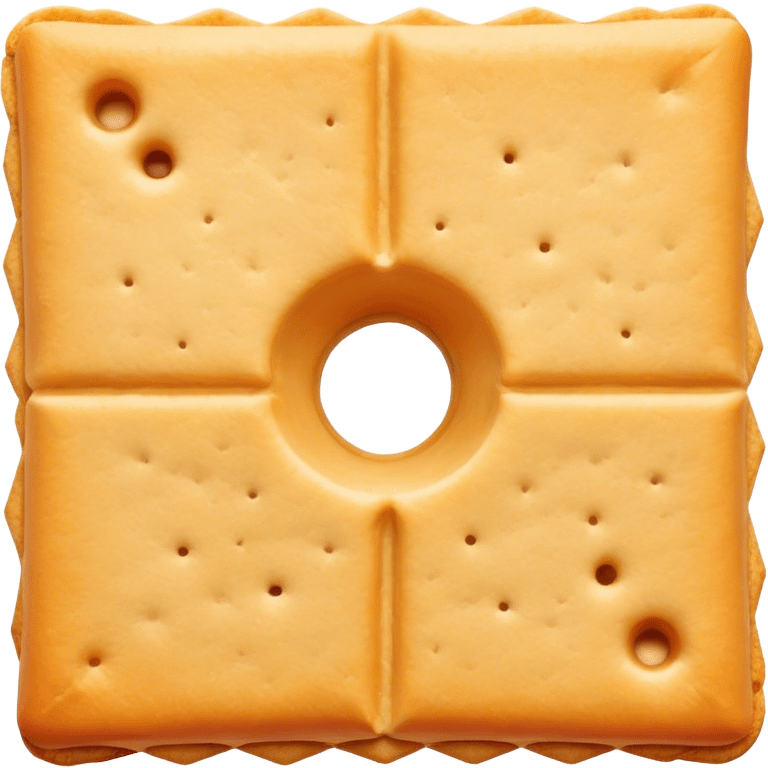 Orange square crackers with ridges and a hole in the middle emoji