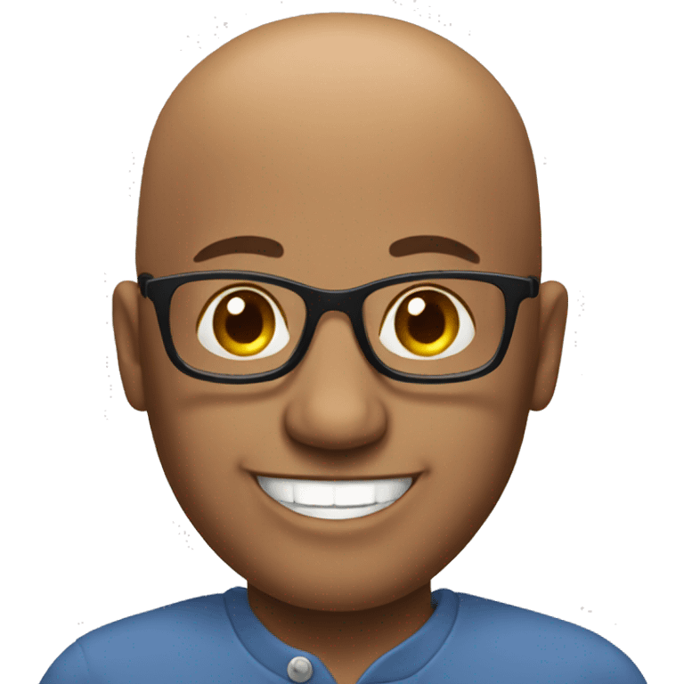 smiling bald man with glasses emoji