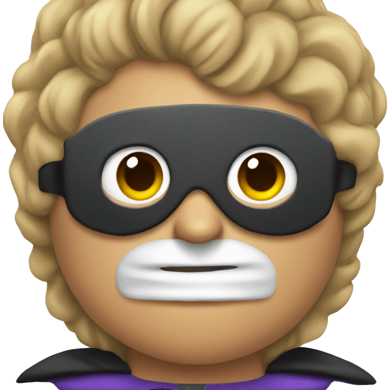 superhero with cape and mask and R on front emoji