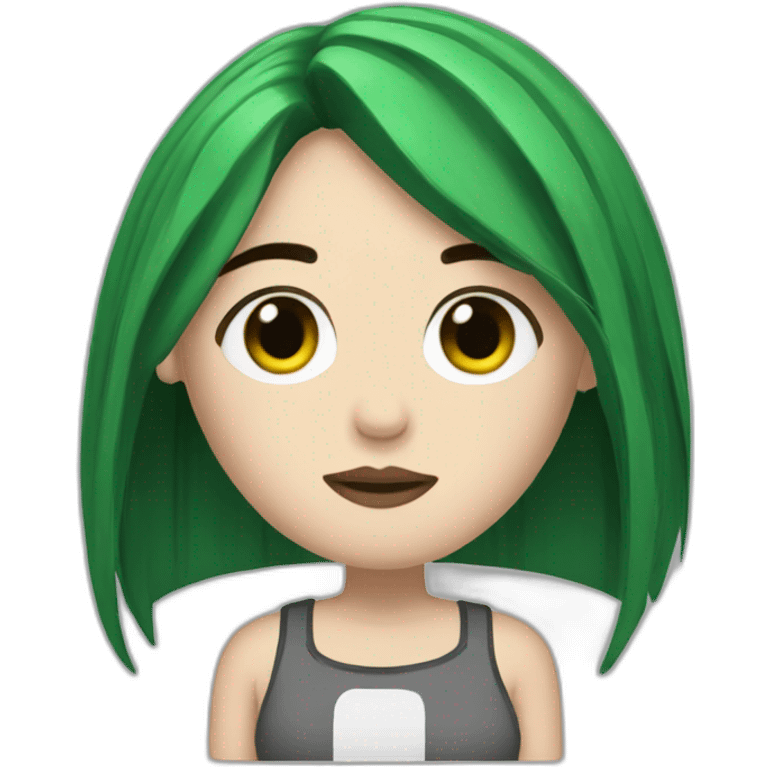 billie eilish with black and green hair emoji