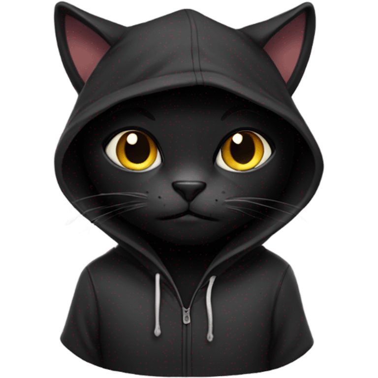 Black cat with a hoodie on  emoji