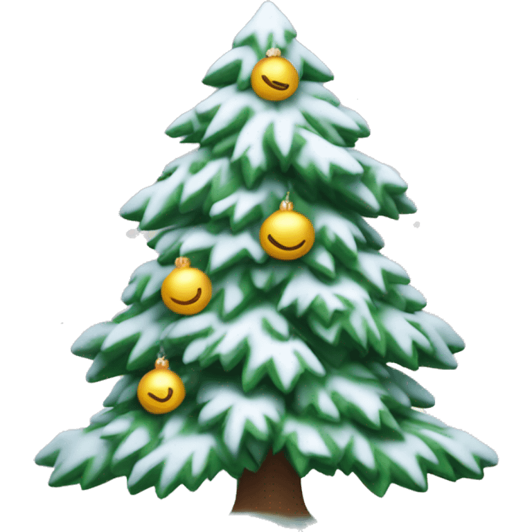 cute christmas tree with snow on the branches emoji