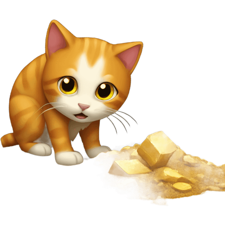 Ginger Cat digging for gold in the mine emoji