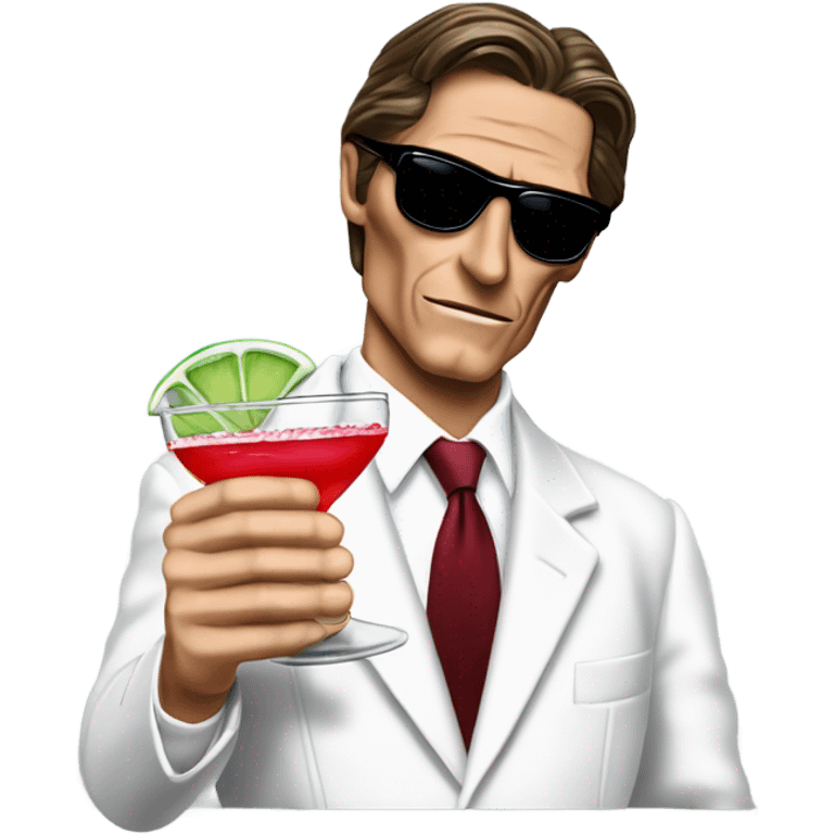 Patrick Bateman from american psycho holding a margarita glass emoji