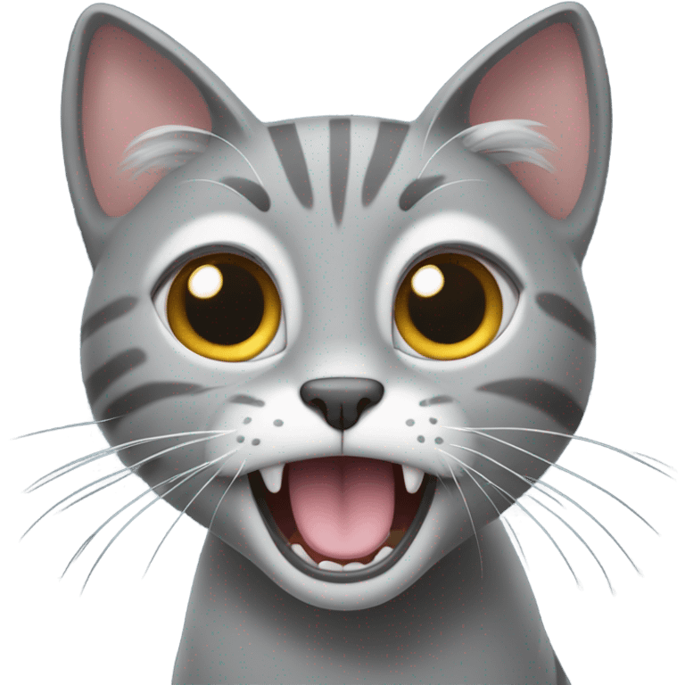 Grey cat yelling emoji