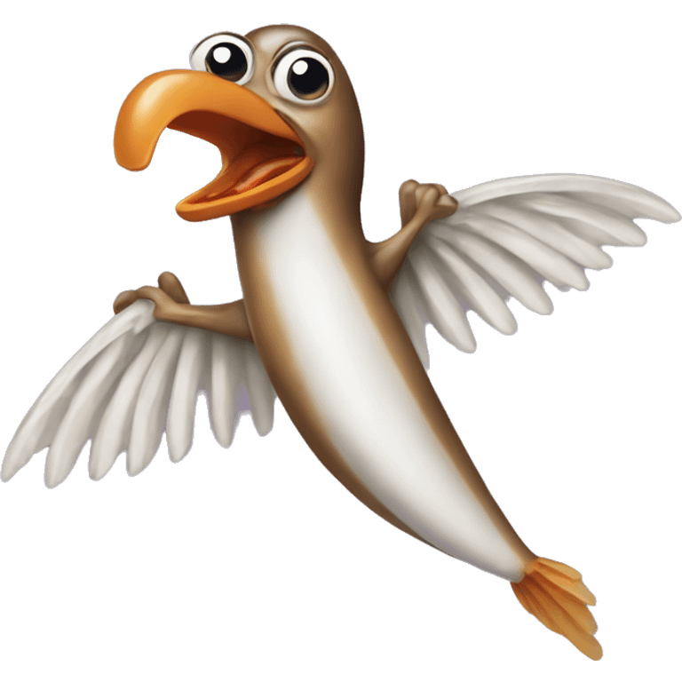 flying anchovy eating a chicken wing emoji