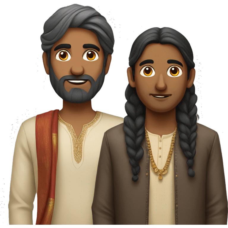 North Indian man and South Indian man emoji