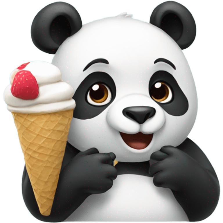 Panda eating ice cream emoji