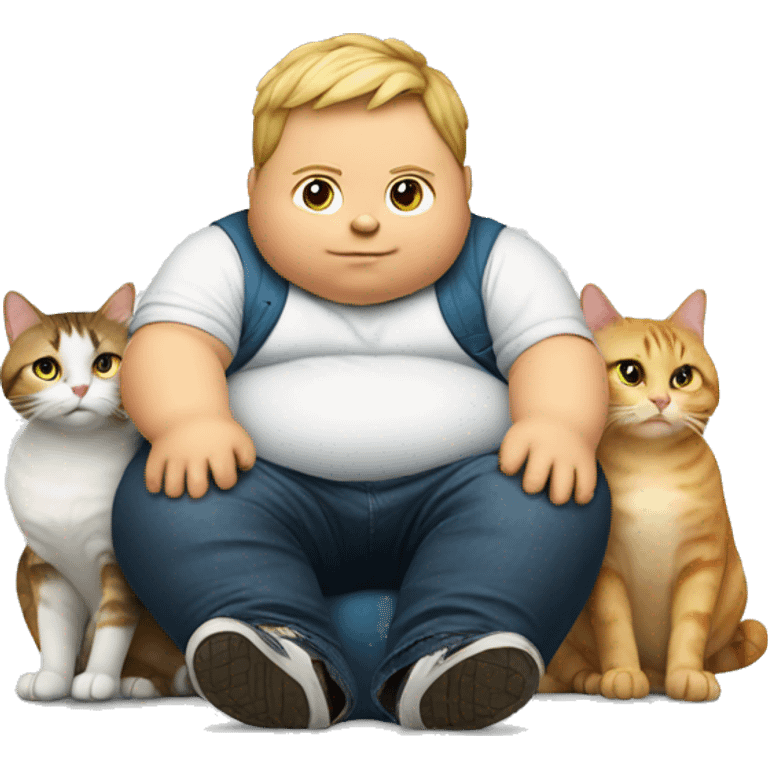 Fat kid sitting on a cat emoji