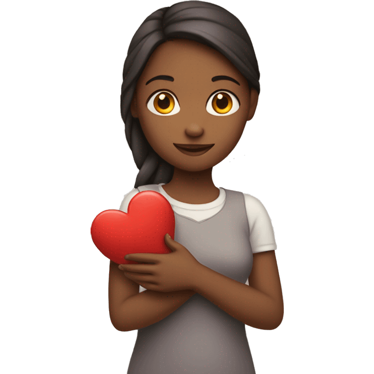 girl holding heart emoji