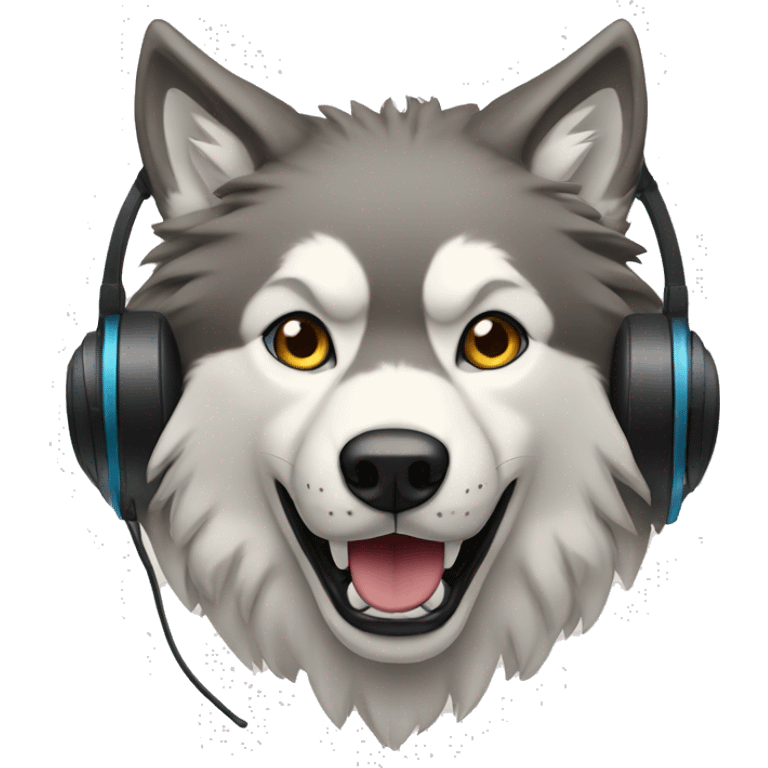 lobo siberiano con audifonos emoji