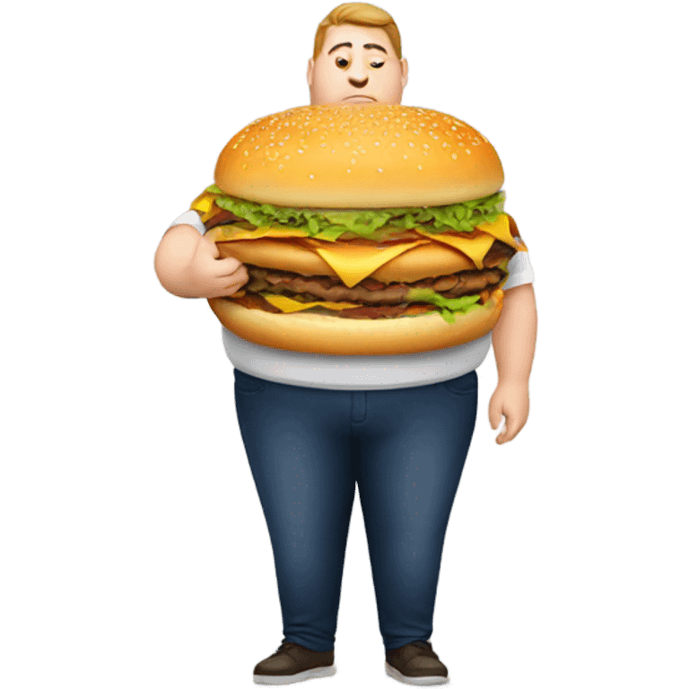 Fat person with burger  emoji