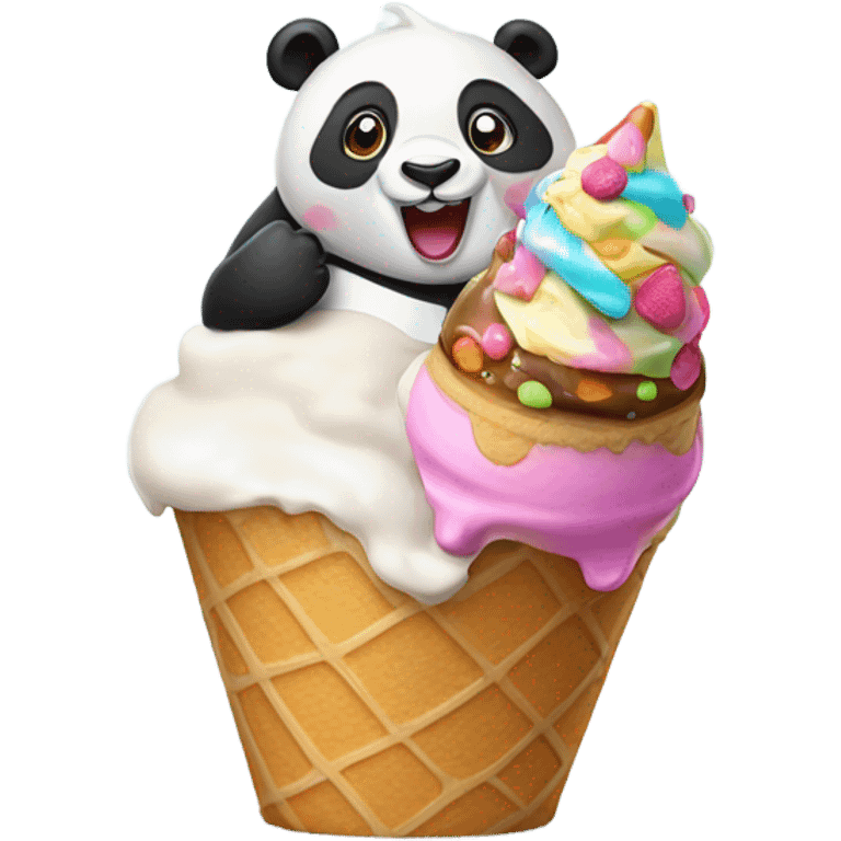 Panda eating ice cream emoji