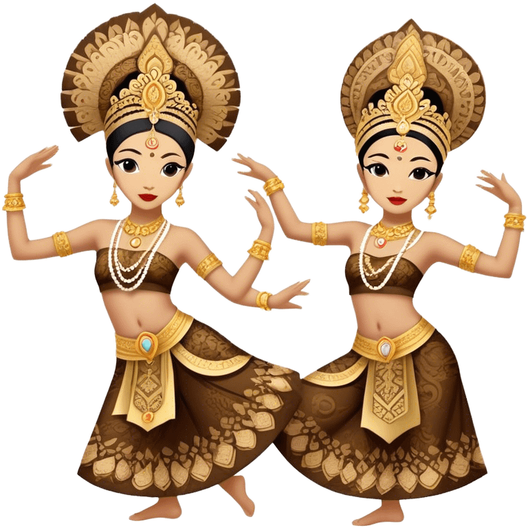 ​Cinematic Realistic Traditional Javanese Dancers, depicted as two graceful dancers in ornate traditional costumes with intricate batik patterns and elaborate headpieces, captured in dynamic poses during a ritual dance in an ancient temple courtyard, rendered with soft golden lighting and rich cultural textures, emoji