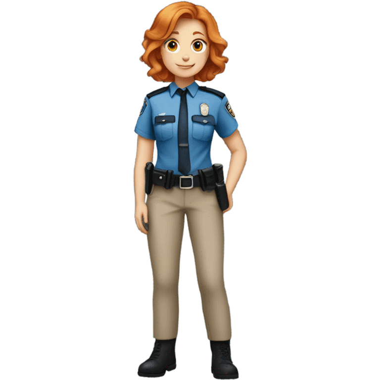 ginger girl police officer teen cute blue uniform emoji