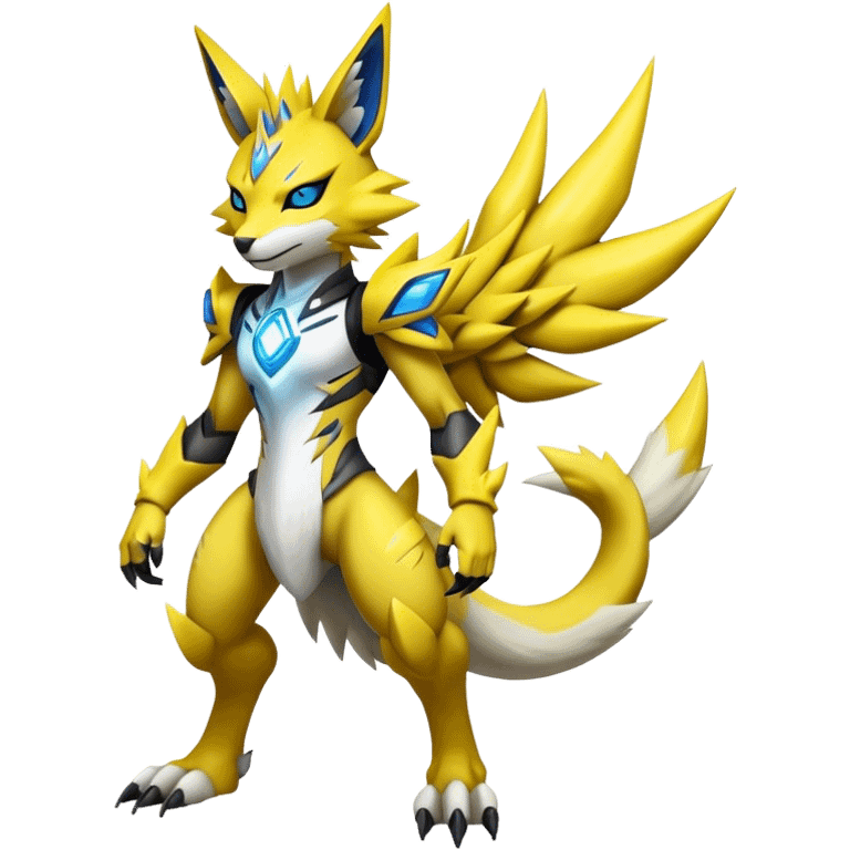  Cool Edgy Shiny Futuristic Ethereal Legendary Zeraora-Digimon-Renamon-hybrid full body emoji