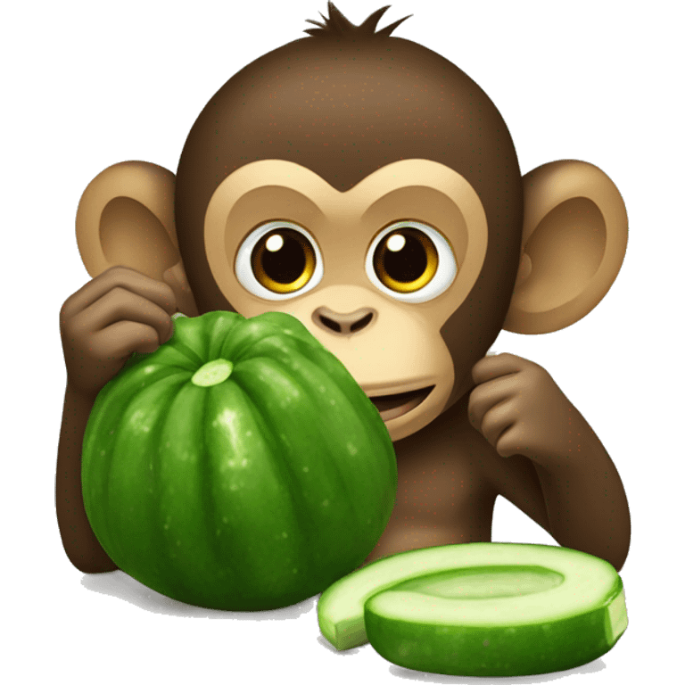 Monkey eating a cucumber emoji