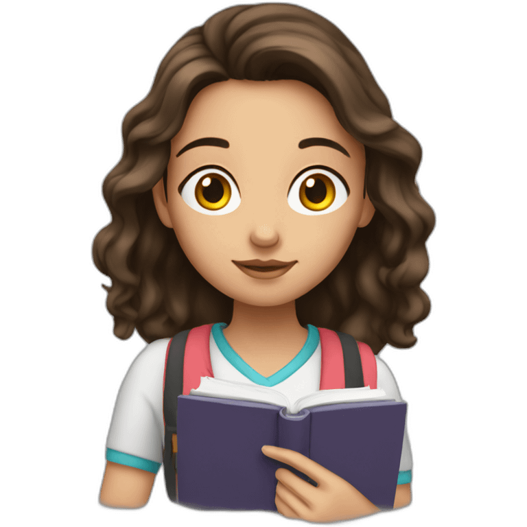 Teenage brunette Girl studying emoji