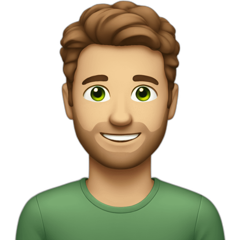 nice man with green eyes, brown hair, bear and smiling emoji