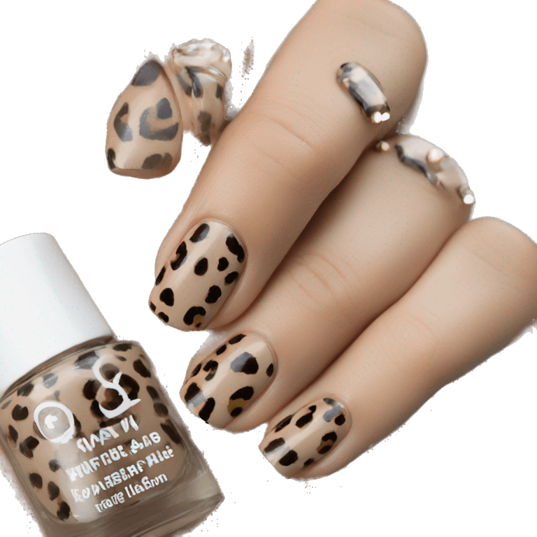 muted leopard print nails emoji