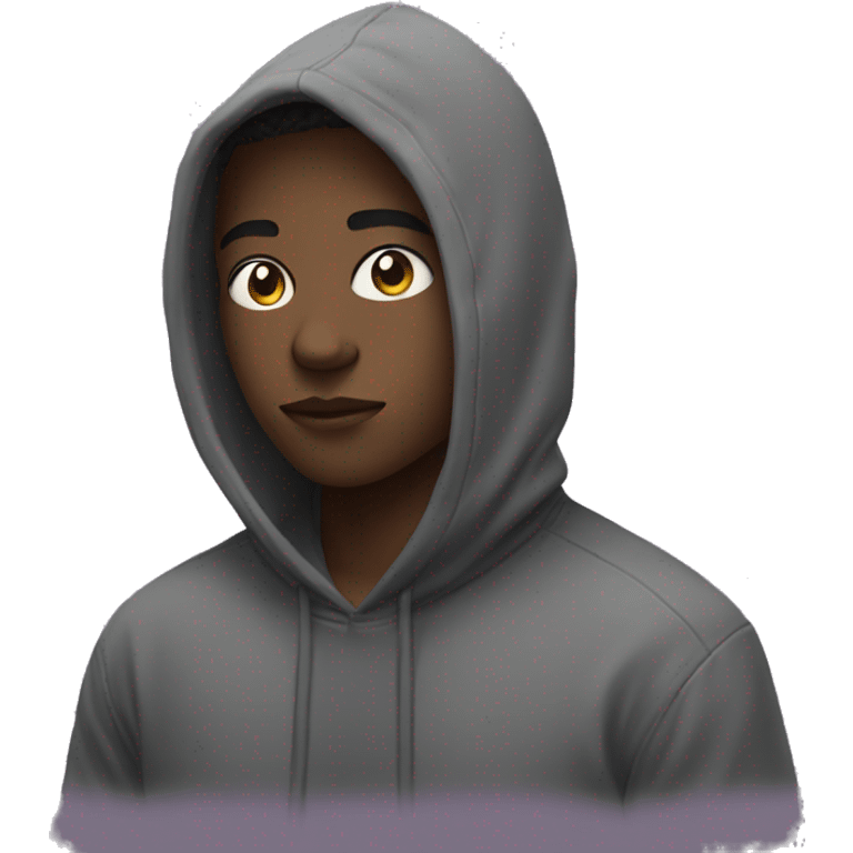 teenager with hoodie and wearing uwu mask emoji