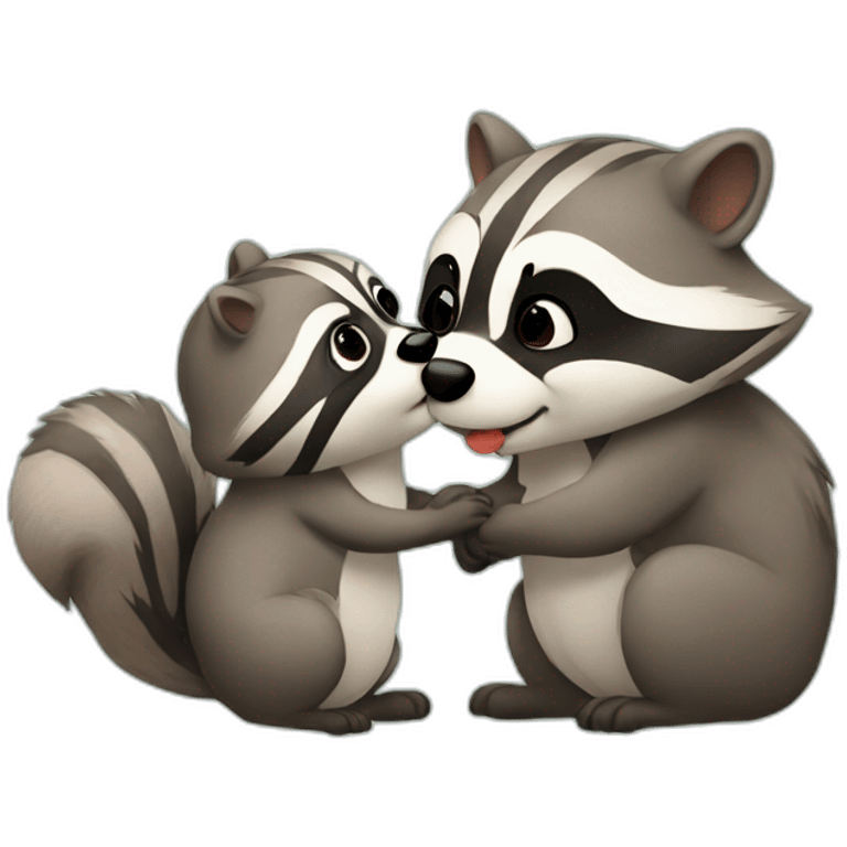 Raccoon kissing a squirrel emoji