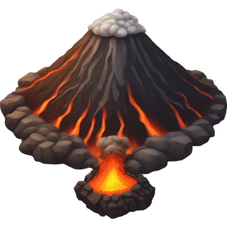 awakened volcano, ashes, fire, relief emoji