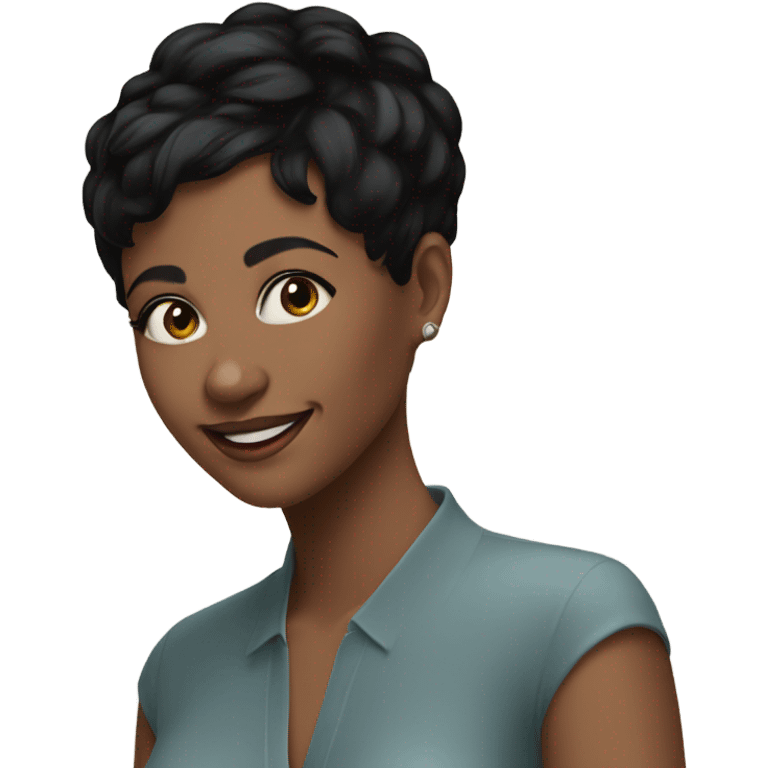 woman short pixie cut black hair smiling emoji