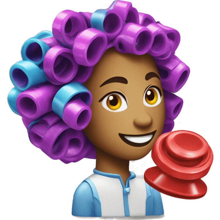 a  singleplastic colorful Velcro Curlers emoji