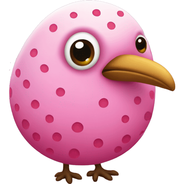 A Pink Kiwi Bird with colored dots  emoji