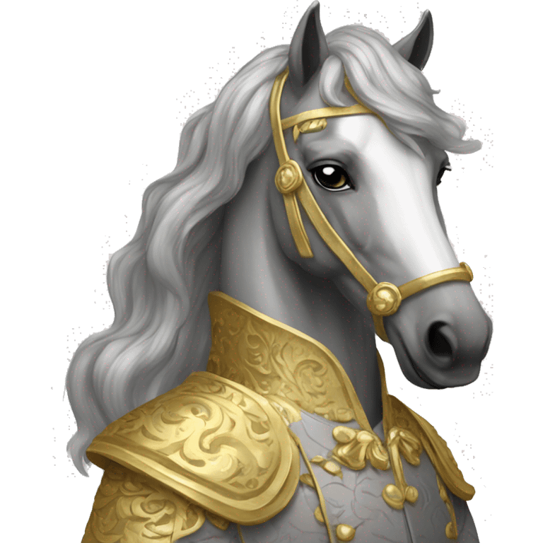 Gilded saddle vintage gray piebald horse gilded robes emoji