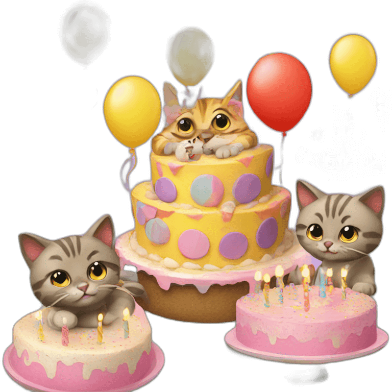 6 cats birthday party emoji