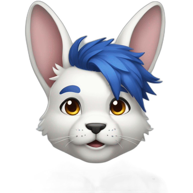 Muscular Anthro white rabbit with dark blue hair emoji