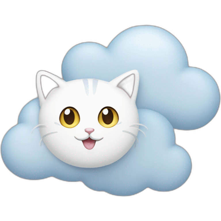 the cat has a cloud with the words emoji