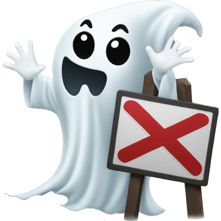 Ghost holding a 'no entry' sign emoji