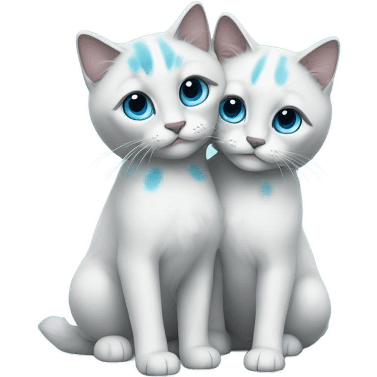 blue ragdoll on right, cyan ragdoll on left, they hug. emoji