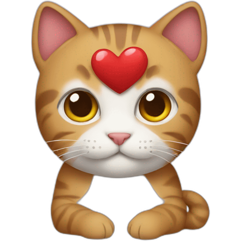 A cat holding a heart  emoji