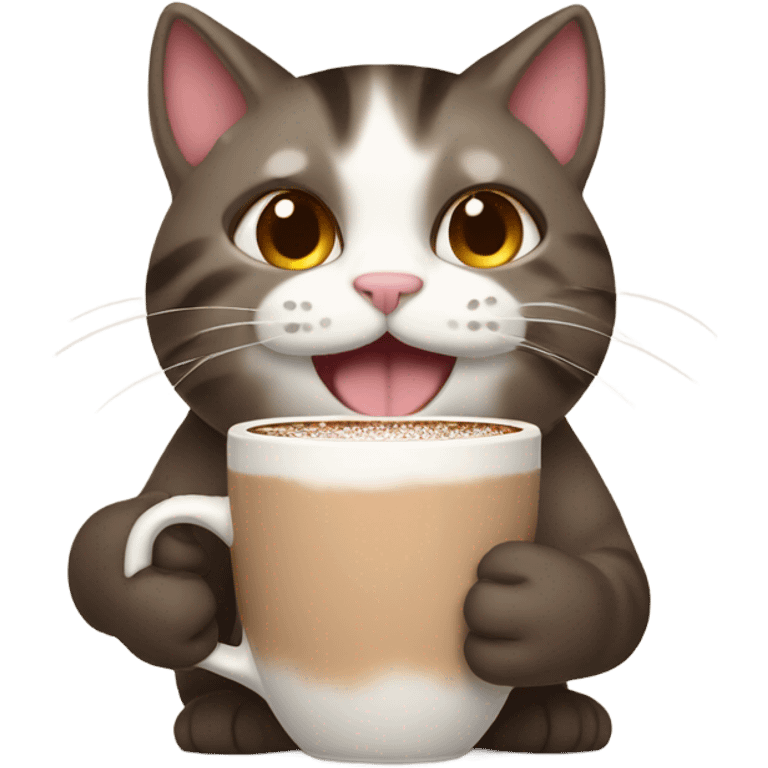 cat with a hot chocolate mug  emoji