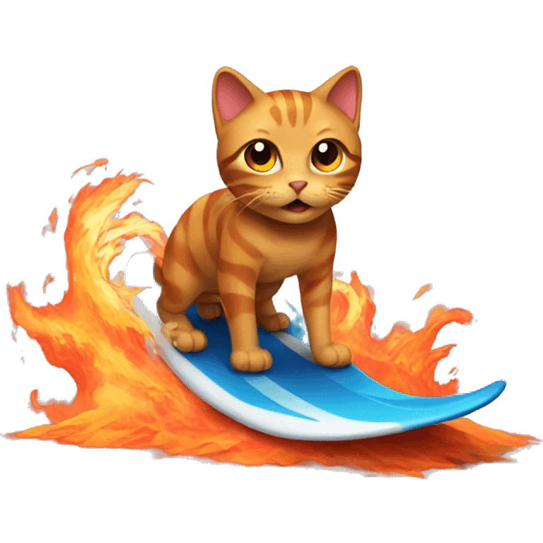 Cat who's surfing on lava emoji