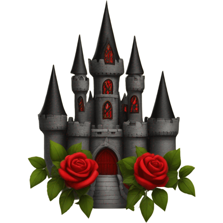 Black and red gothic castle with roses emoji